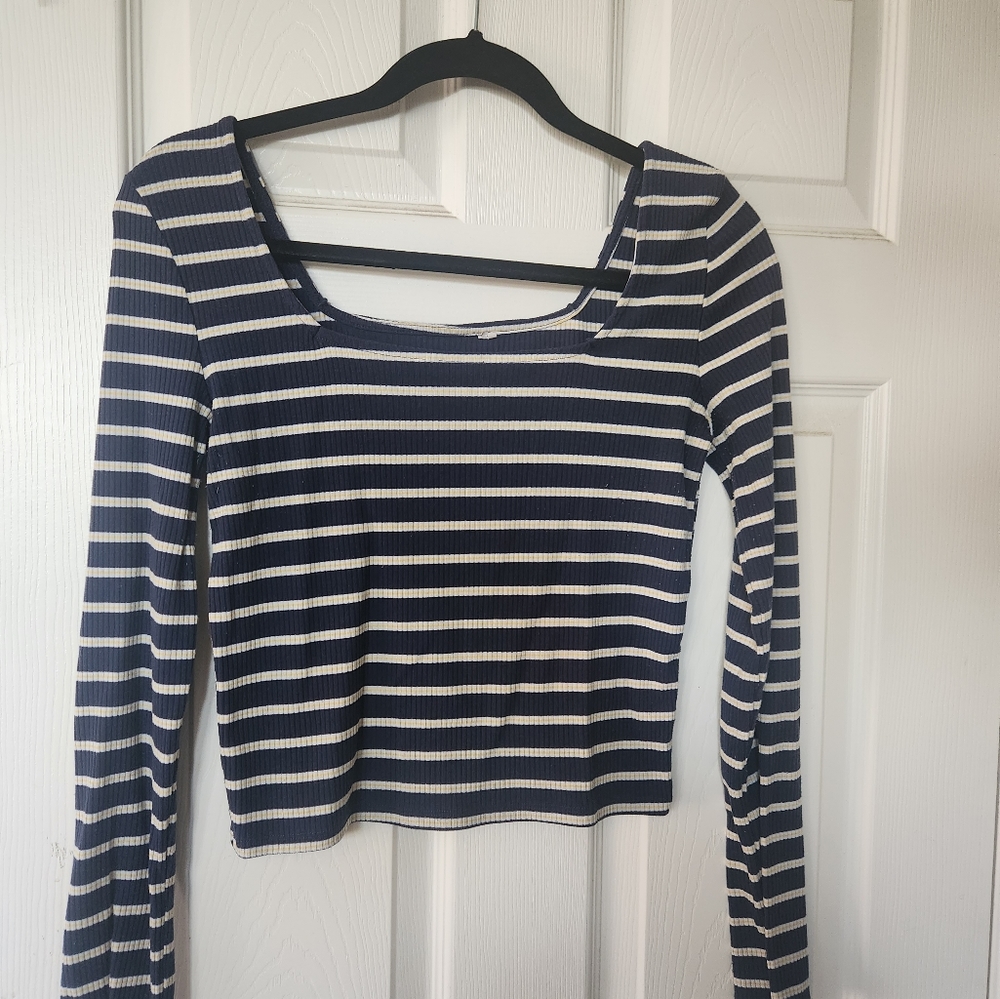 striped square neck shirt